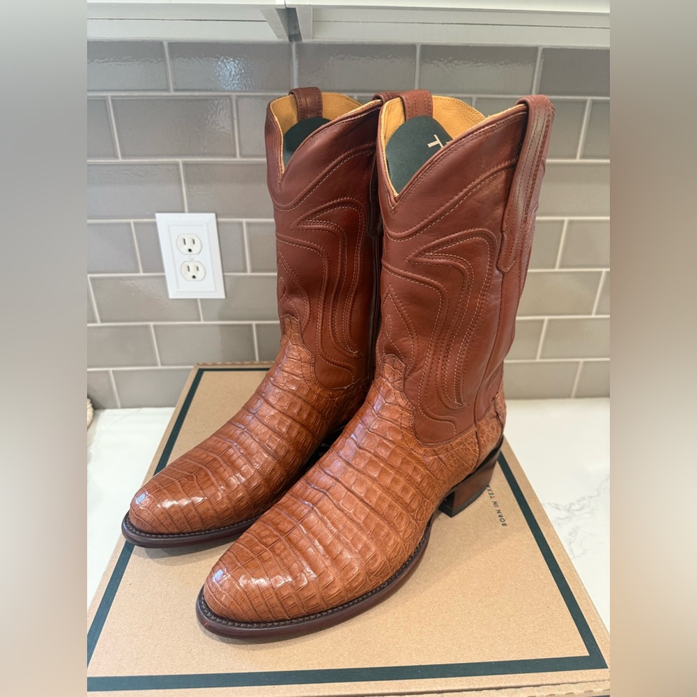 Tecovas The Dillion Pecan Caiman Men's  Leather Cowboy Boots